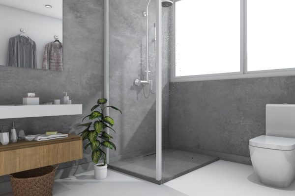 3d rendering loft concrete wall toilet and bathroom 3d rendering loft concrete wall toilet and bathroom