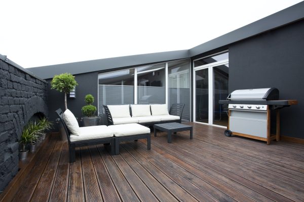 Grill on terrace with plants Grill on terrace with plants